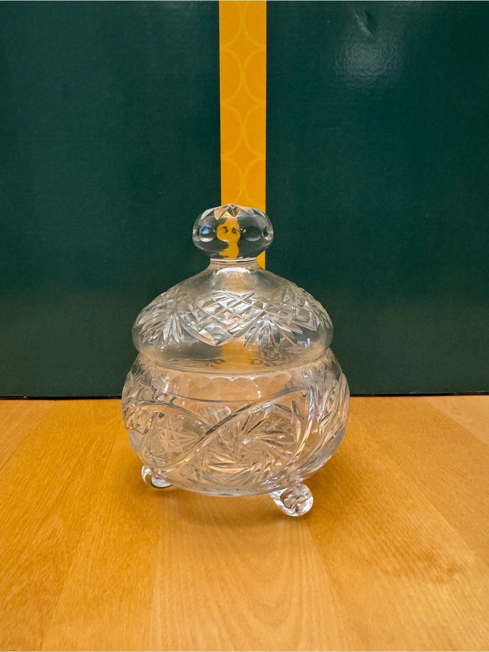 Clear Cut-Glass Decorative Candy Jar with Lid